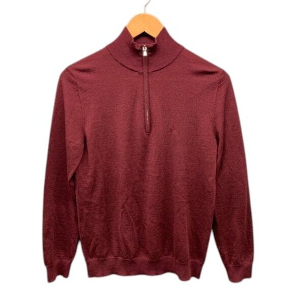 Peter Millar Men’s M Burgundy Merino Wool‎ Silk Cashmere Quarter Zip Sweater - Picture 1 of 9